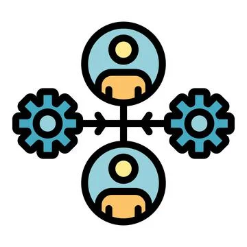 Gears and two admins icon color outline vector Stockillustratie