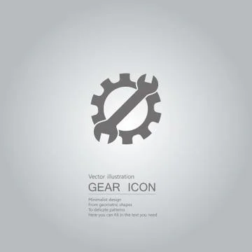 Gears and wrenches. The background is a gray gradient. Illustrazione stock