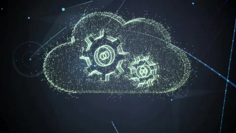 Gears animating over digital network background for cloud computing Stock Footage 303616544