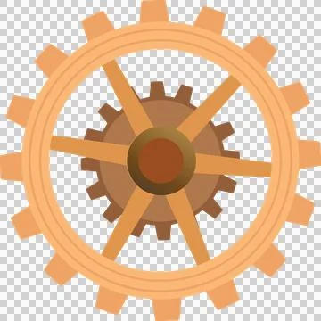 Gears are interlocking in flat vector with ring gear, spur gear, spokes, Stock Illustration