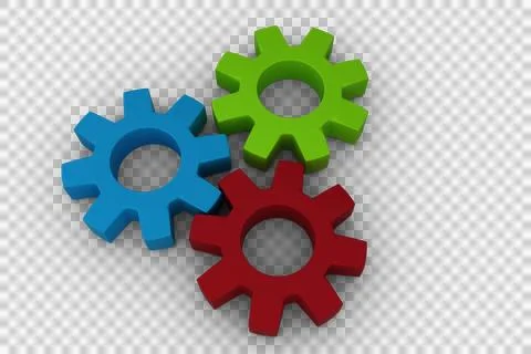 Gears arranged on white background Stock Illustration