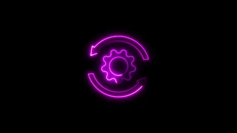 Gears with arrow moving glowing sign technology concept animation on dark b.. Stock Footage 293484355