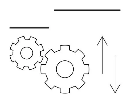 Gears with Arrows Indicating Process and Movement in Mechanical System Design Illustrazione stock
