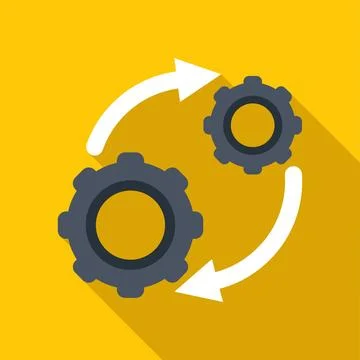 Gears with arrows showing process workflow cycle 库存插图