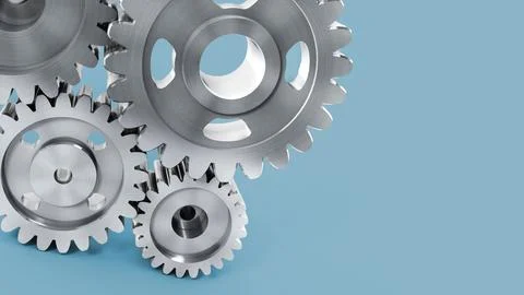 Gears attached to each other. 3D illustration Stock Illustration