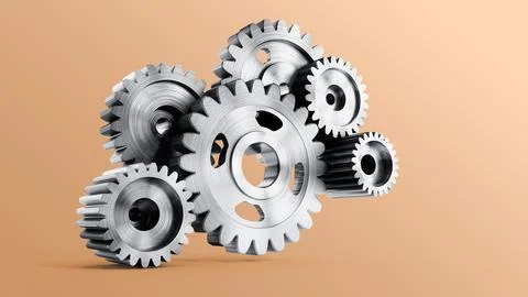 Gears attached to each other. 3D illustration Stock Illustration
