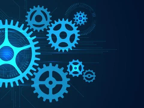 Gears background. Cogwheels mechanisms engineering, engine gear movement, hi Stock Illustration