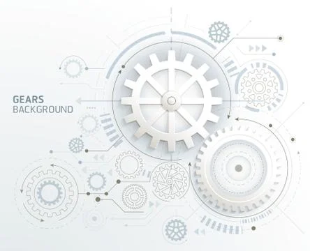 Gears background white color vector illustrations. Stock Illustration