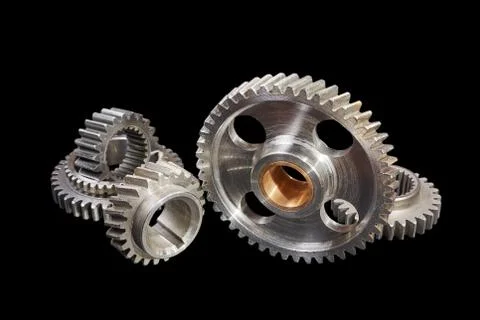 Gears on a black background Stock-Fotos