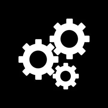 Gears on a black background. Vector illustration. Flat solid icon. Eps 10 イラスト素材