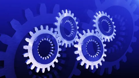 Gears On Blue Background Stock Footage 166209353