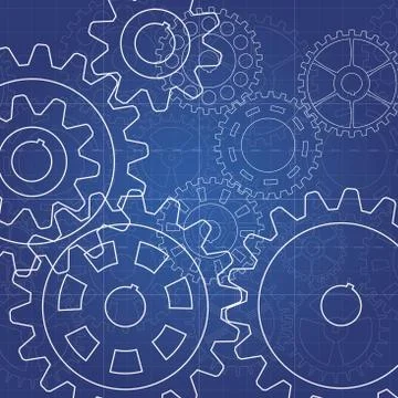 Gears blueprint Stock Illustration
