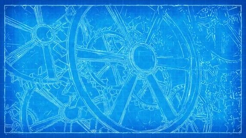 Gears Blueprint Sketch 4K Loop Stock Footage 71964918