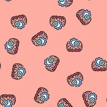 Gears brainstorm vector seamless pattern Illustrazione stock