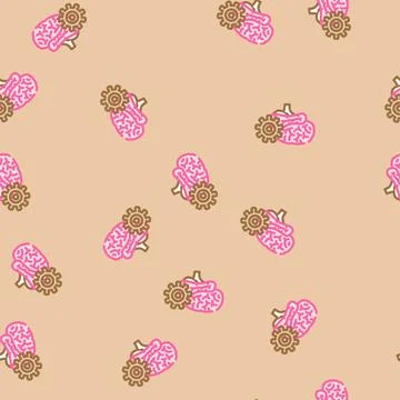 Gears brainstorm vector seamless pattern Illustrazione stock