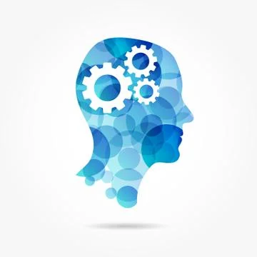 Gears in bubble head poster Stock Illustration