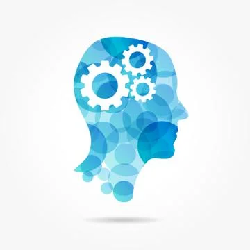 Gears in bubble head poster Stock Illustration