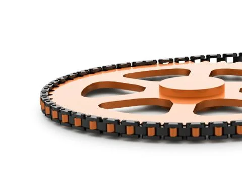 Gears with chain concept rendered Stock Illustration
