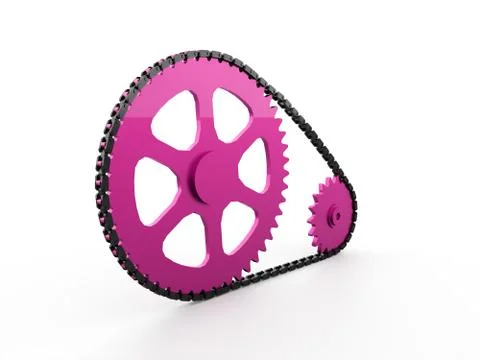 Gears with chain concept rendered Stock Illustration