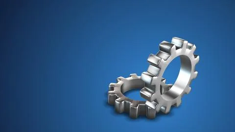 Gears Close-Up on Blue Background イラスト素材