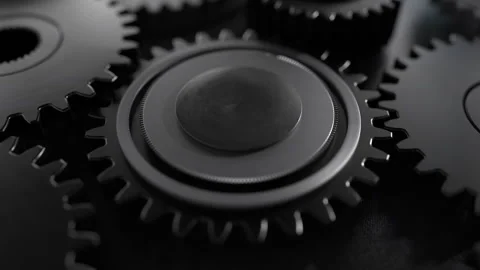 Gears cog wheel Hi Tech metal gears in a machine rotating. Gears working in the Stock Footage 273765162