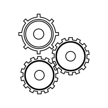 Gears cogs teamwork outline Stock Illustration