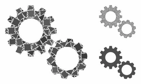 Gears Composition Icon of Abrupt Elements Stock Illustration
