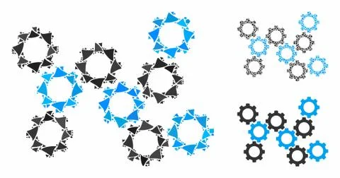 Gears Composition Icon of Raggy Elements Illustrazione stock