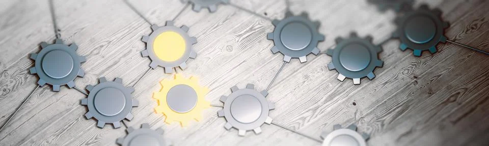 Gears connection concept 3d rendering Stock Illustration