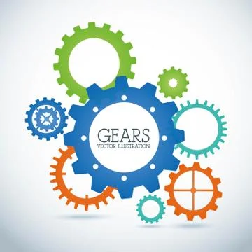 Gears design over gray  background vector illustration Stock Illustration