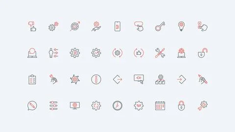 Gears of engine, workshop and maintenance service, data update process line icon Stock Illustration