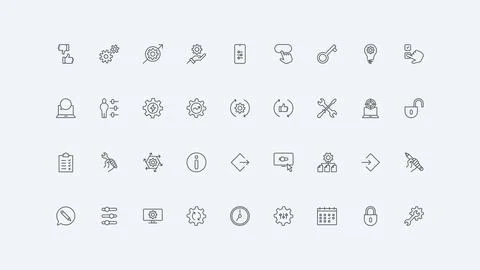 Gears of engine, workshop and maintenance service, data update process line icon Stock Illustration