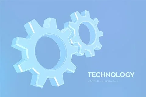 Gears. Engineering Gear wheels. 3D wireframe mesh Gear. Mechanical technology Stock Illustration
