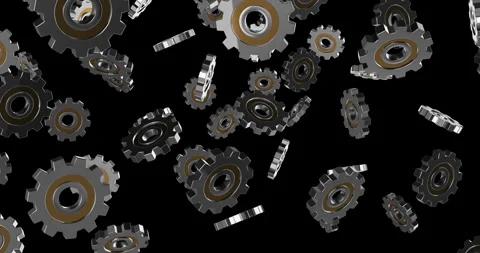 Gears falling slow motion animation 3d Stock Footage 241725005