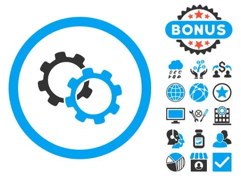 Gears Flat Vector Icon with Bonus Stock-Illustration