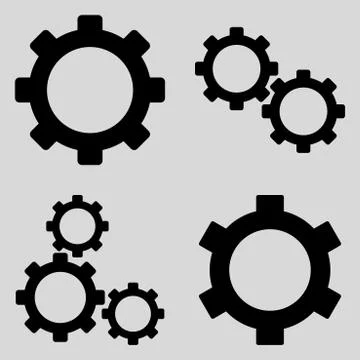 Gears Flat Vector Symbols 스톡 일러스트