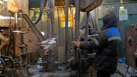 Gears floorhand drill pipe elevator Stock Footage 123812763