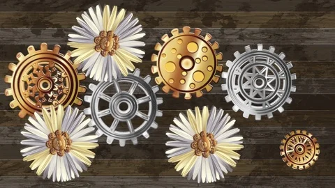 Gears with flowers Stock Footage 106826027