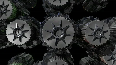 Gears fly through Doors Stock Footage 787658