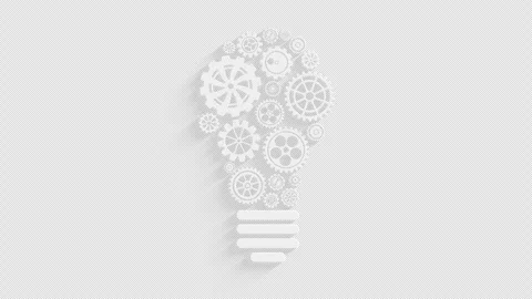 Gears forming a lightbulb concept for innovation and ideas on the alpha channel Stock Footage 335888936