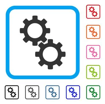 Gears Framed Icon Stock Illustration