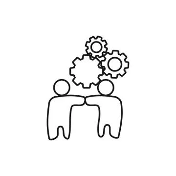 Gears Friend Commitment Teamwork Together Outline Logo Stock Illustration