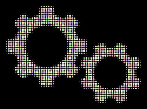 Gears Halftone Mosaic of Dots Stock-Illustration