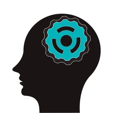 Gears in head icon 스톡 일러스트