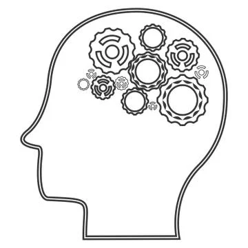 Gears in head icon 스톡 일러스트