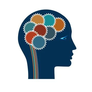 Gears in the head of man. Stock Illustration