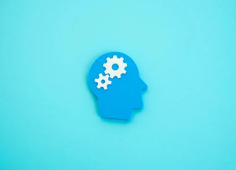 Gears in the head. Metaphor of the thought process. Thinking, mental proces.. Foto stock