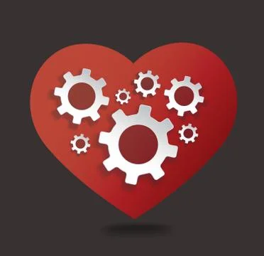 Gears in heart shape vector illustration Stock Illustration