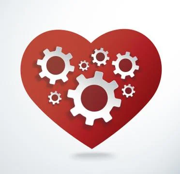 Gears in heart shape vector illustration Stock Illustration