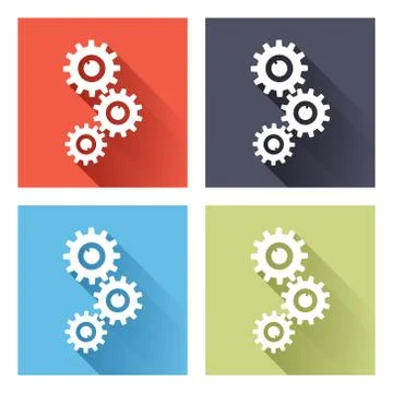 Gears icon with long shadows Illustrazione stock
